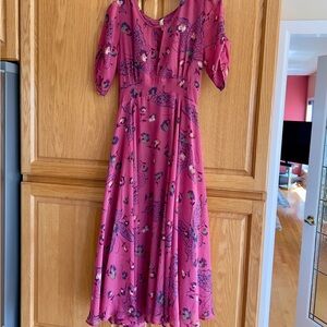 Free People Dusty Rose Floral Midi Dress Size 4